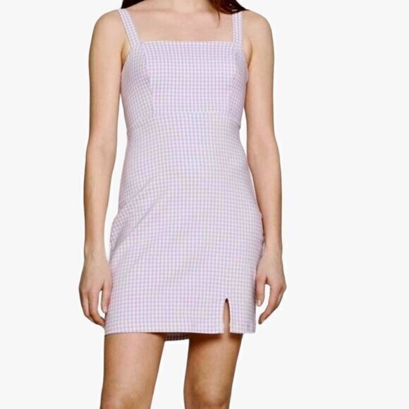 Hollister Dresses & Skirts - Hollister Purple Lavender Gingham Check Bare Structured Mini Dress Size XS